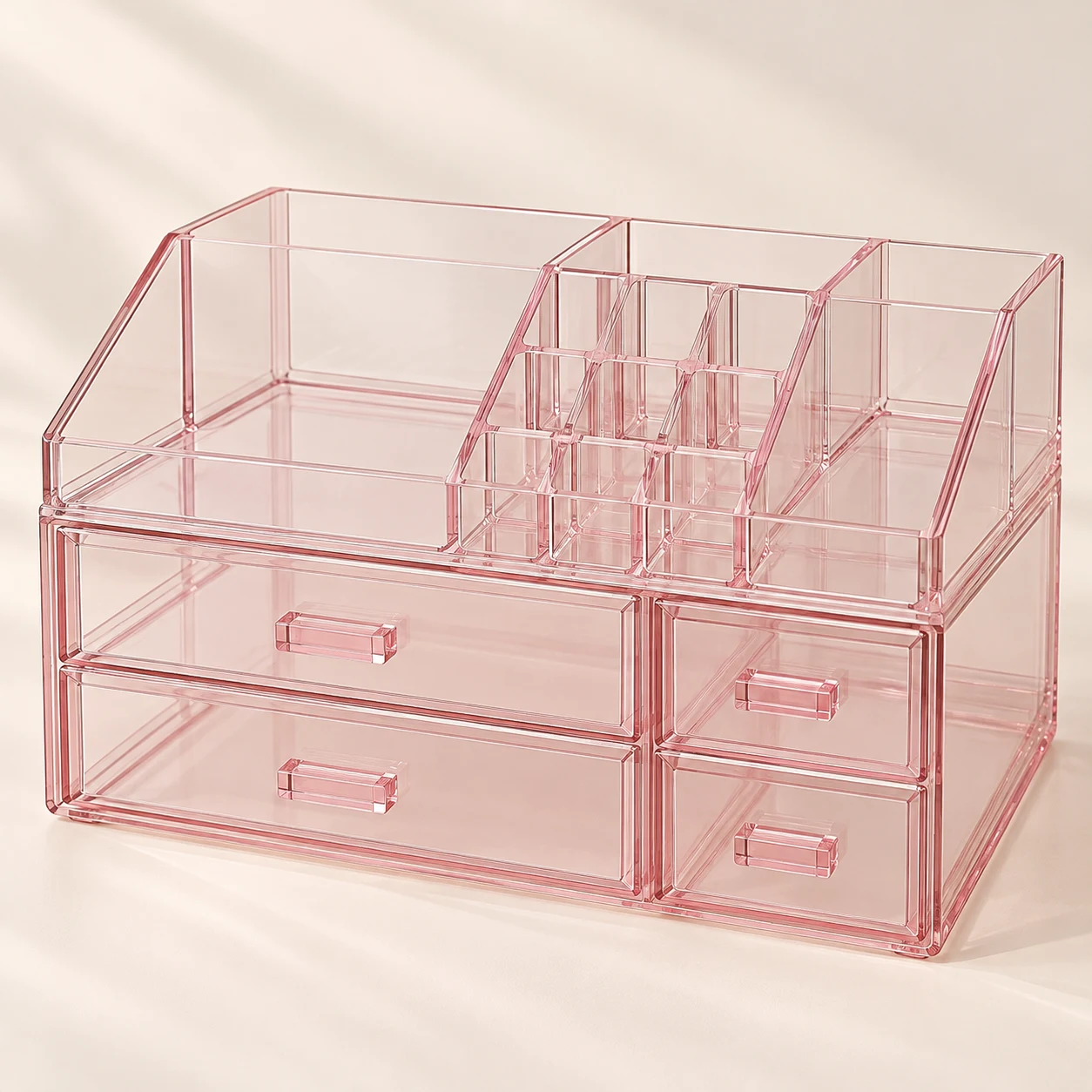 Morning Bloom Vanity Organizer in Clear + Pink