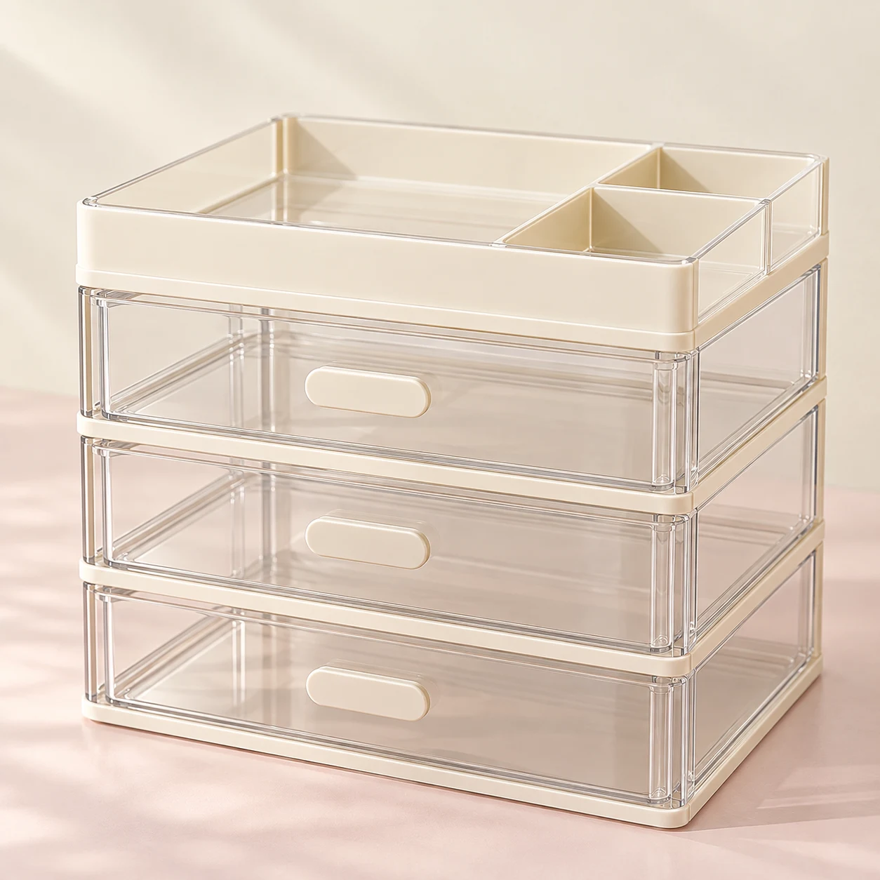Bloom Stack Vanity Drawers in Clear + Cream