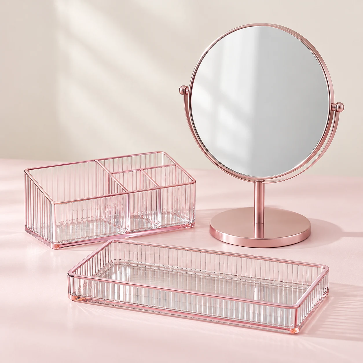 Morning Petal Vanity Collection in Pink + Clear